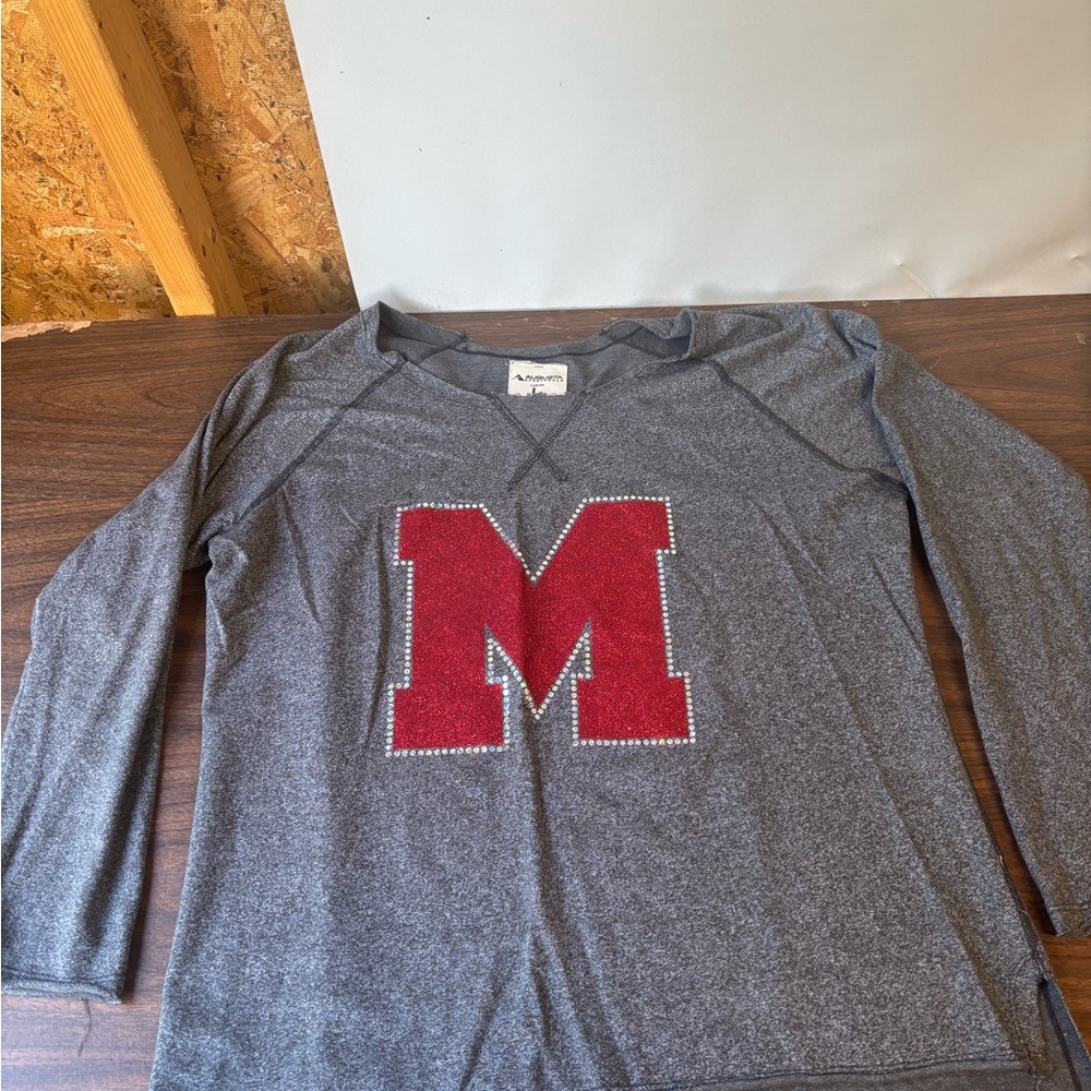 Augusta Sportswear Charcoal Ladies Tee W/ Sequined RED M